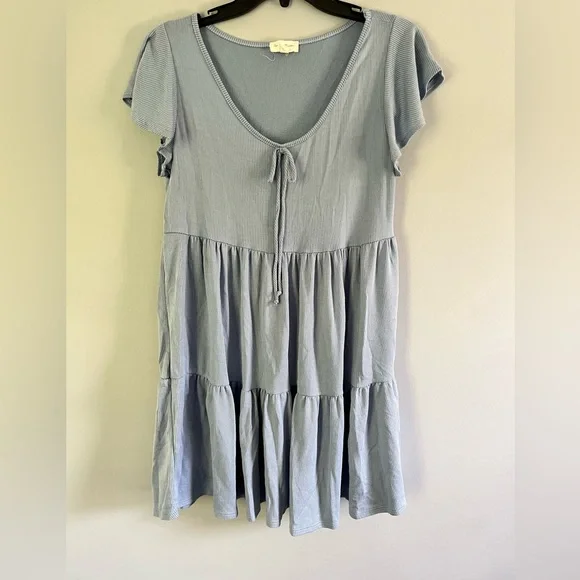 See You Monday Dresses | See You Monday | Baby Doll Dress with Flutter Sleeves (Size Xl) | Color: Blue | Size: XL | Modandmodern's Closet
